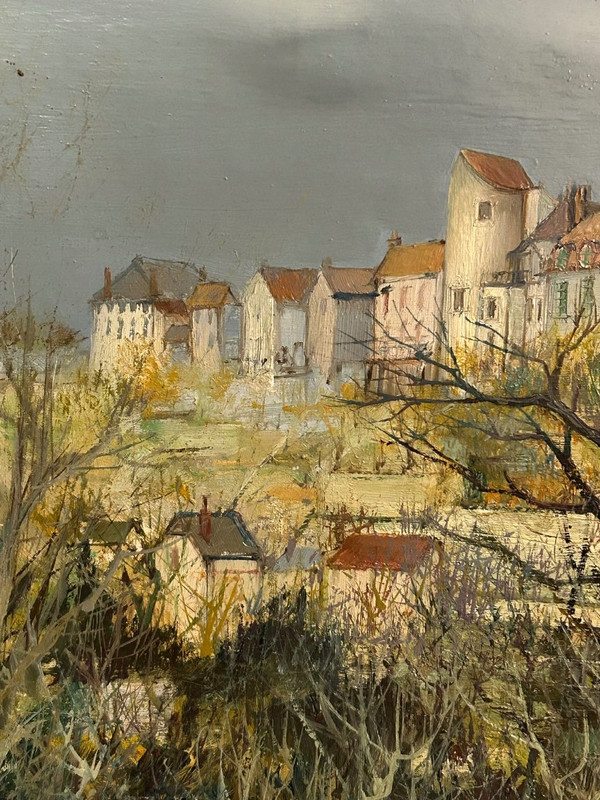R W Thomas Huile Sur Isorel Vers 1950 - 60  Vue De Village