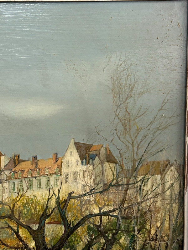 R W Thomas Huile Sur Isorel Vers 1950 - 60  Vue De Village