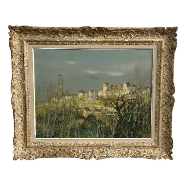 R W Thomas Huile Sur Isorel Vers 1950 - 60  Vue De Village