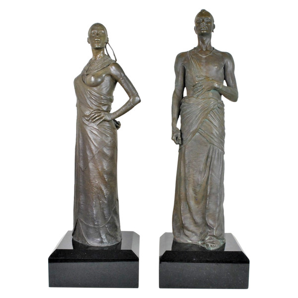*Offre spéciale*Coppia di Grandi Bronzi di Massai, XX Secolo