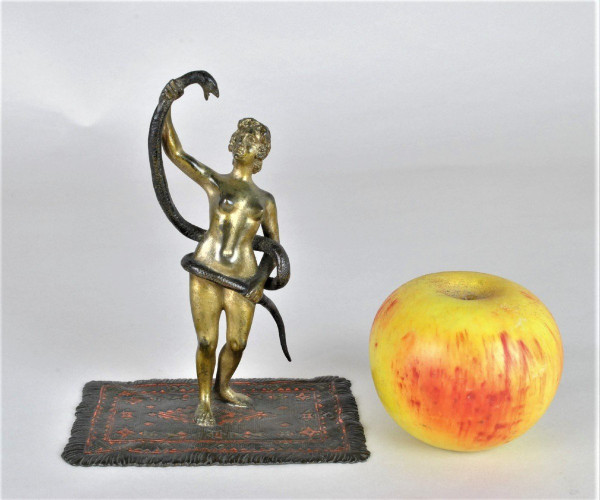Vienna Bronzo, Nudo Orientale Con Serpente, XIX Secolo