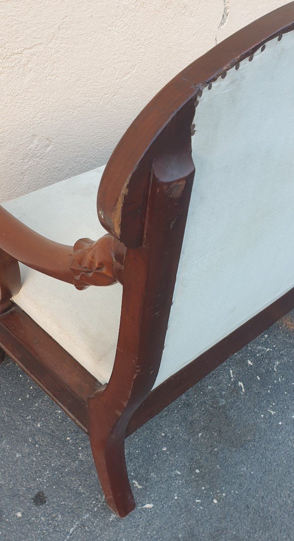 *Offre spéciale*Grande Panca In Mogano Con Teste Di Leoni, Genova, XIX Secolo