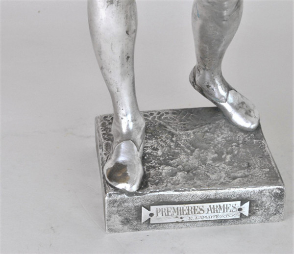 E Laporte, 1ères Armes, Bronze Argenté Signé, XIXème Siècle