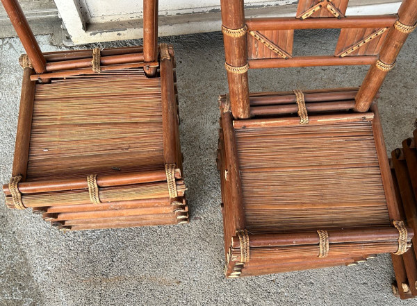 Suite De Quatre Chaises En Bambou Vietnam Vers 1930- 40 Indochine