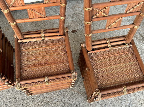 Suite De Quatre Chaises En Bambou Vietnam Vers 1930- 40 Indochine