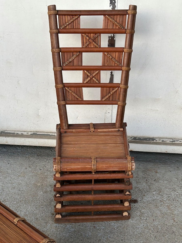 Suite De Quatre Chaises En Bambou Vietnam Vers 1930- 40 Indochine
