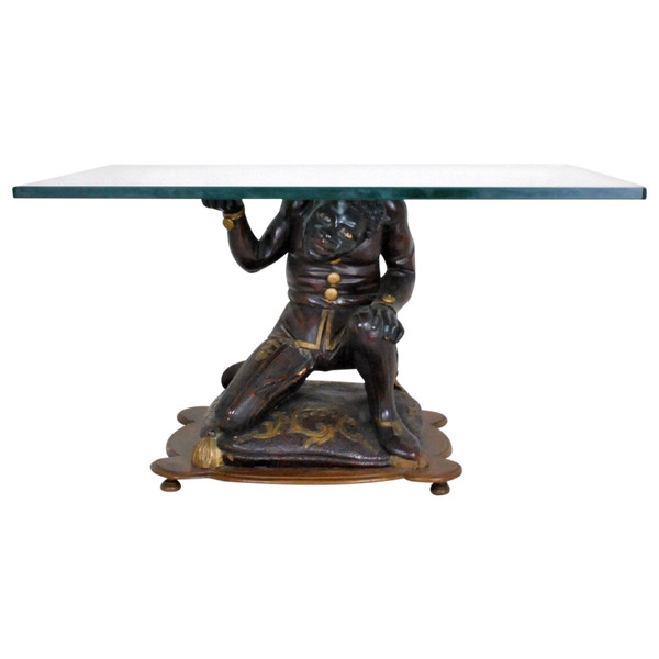 Venetian Moorish Coffee Table With Glass Top, 19th Century