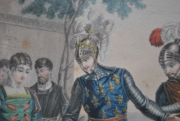 Gravures Encadrées: Le Jeune Sargines Et  Philippe Auguste, XIXème Siècle