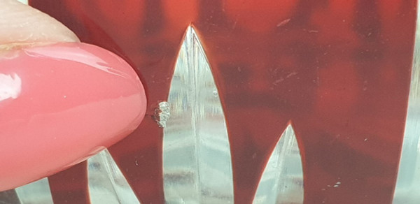 Coppa in cristallo rubino con cornice in argento, fine XIX inizio XX secolo