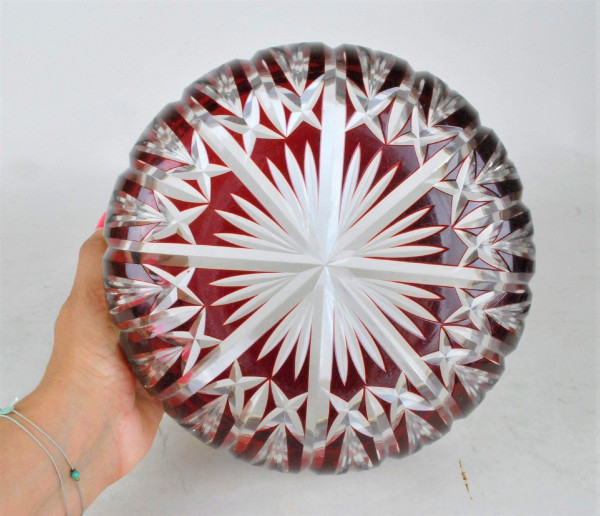 Coppa in cristallo rubino con cornice in argento, fine XIX inizio XX secolo