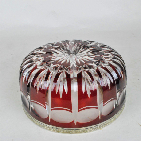Coppa in cristallo rubino con cornice in argento, fine XIX inizio XX secolo