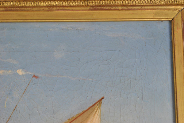 F Berré, Hst Navire Devant Constantinople, XIXème Siècle