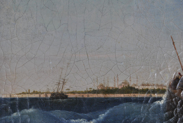 F Berré, Hst Navire Devant Constantinople, XIXème Siècle