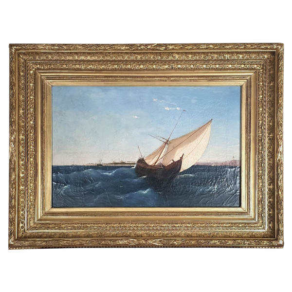 F Berré, Hst Navire Devant Constantinople, XIXème Siècle