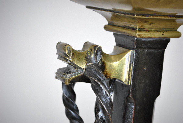 Paire De Chenets En Bronze Et Fer, Style Gothique, XIXème Siècle