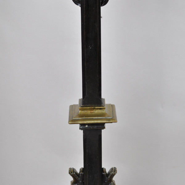 Paire De Chenets En Bronze Et Fer, Style Gothique, XIXème Siècle
