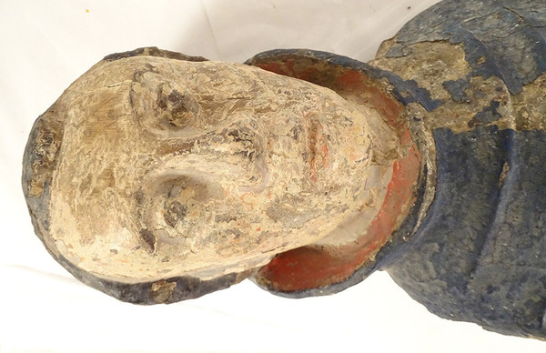 Grande statue religieuse bois sculpté polychrome Saint-Gilles chien XVIè 