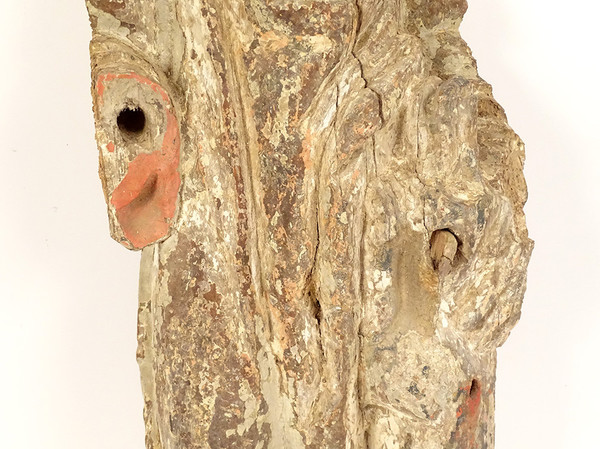 Grande statue religieuse bois sculpté polychrome Saint-Gilles chien XVIè 