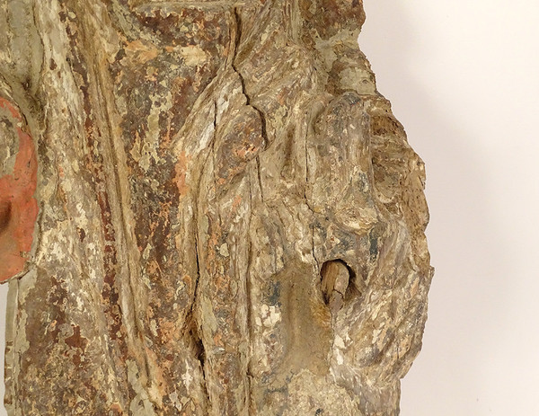 Grande statue religieuse bois sculpté polychrome Saint-Gilles chien XVIè 