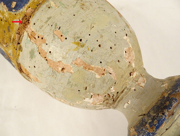 Paire grands pique-cierges bois sculpté polychrome bougeoirs XVIè XVIIème