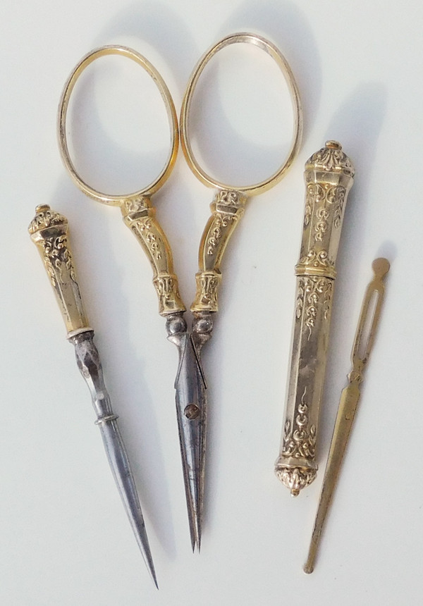 Piccola scatola per kit da cucito Napoleone III Vermeil
