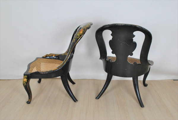 Pair Of Paper Mache Armchairs, 19th Century