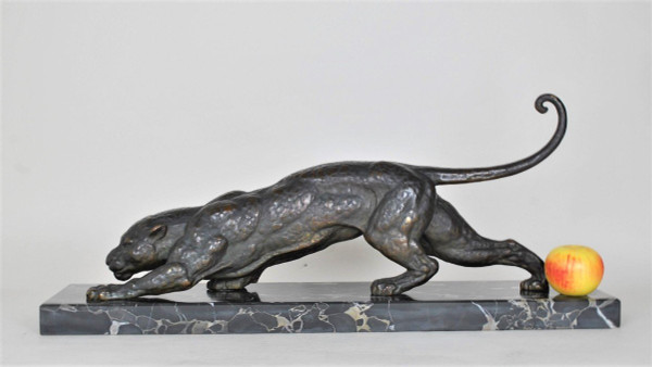 *Offre spéciale *Dh Chiparus, Panther on the Lookout, Rare Bronze , Signed, Art Deco, 20th Century