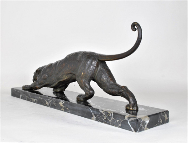 *Offre spéciale *Dh Chiparus, Panther on the Lookout, Rare Bronze , Signed, Art Deco, 20th Century
