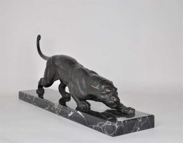 *Offre spéciale *Dh Chiparus, Panther on the Lookout, Rare Bronze , Signed, Art Deco, 20th Century