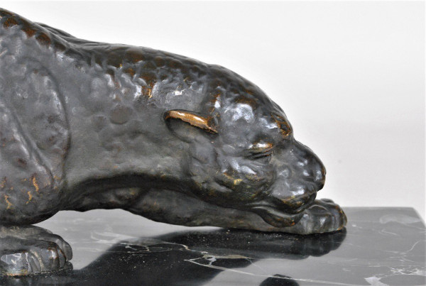 *Offre spéciale *Dh Chiparus, Panther on the Lookout, Rare Bronze , Signed, Art Deco, 20th Century