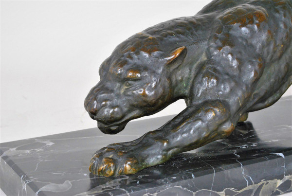 *Offre spéciale *Dh Chiparus, Panther on the Lookout, Rare Bronze , Signed, Art Deco, 20th Century
