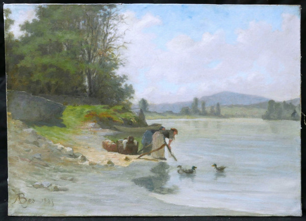 Scuola FRANCESE nel 1895, Lavandaie al fiume