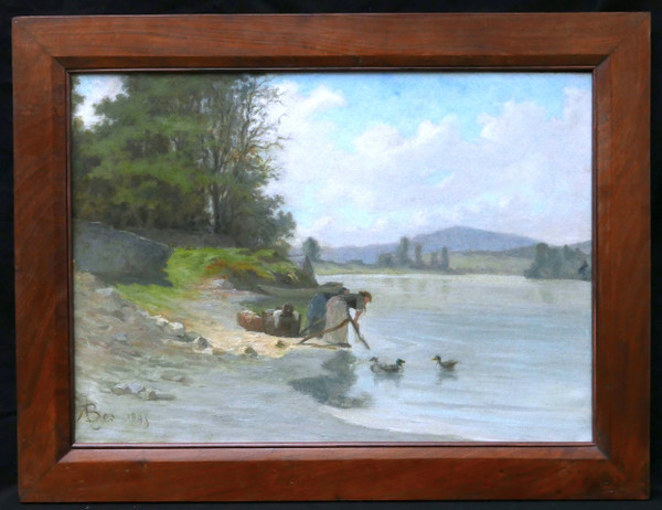 Scuola FRANCESE nel 1895, Lavandaie al fiume