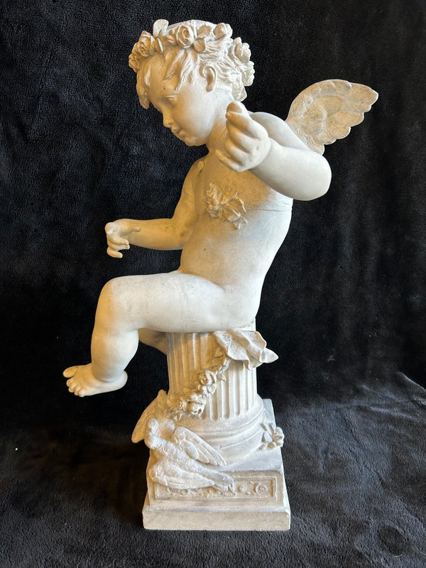 Adolphe Itasse (1830-1893) Grande Scultura in Gesso - Amore H70 Cm