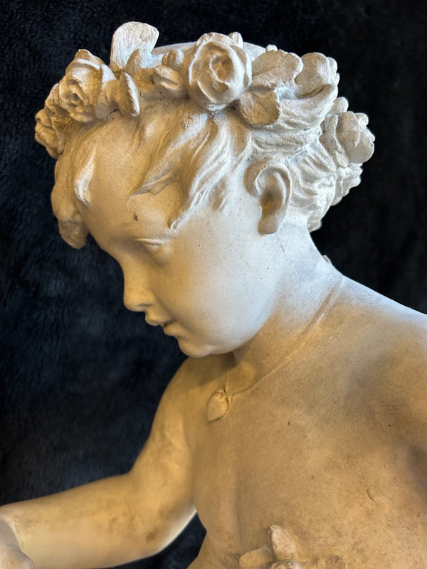Adolphe Itasse (1830-1893) Grande Scultura in Gesso - Amore H70 Cm