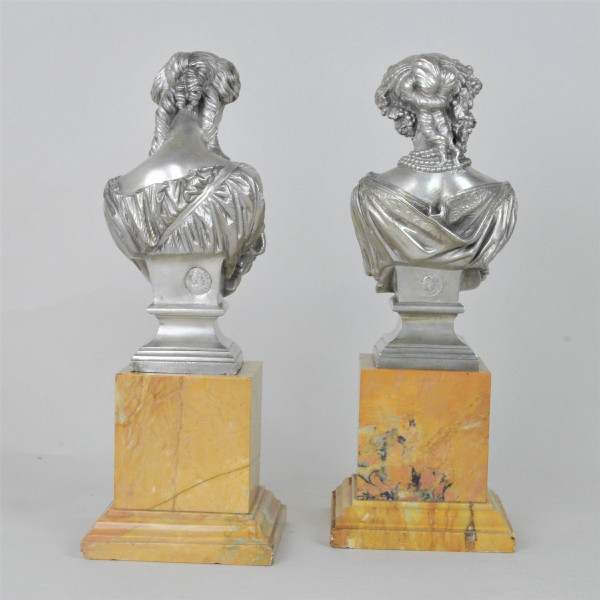 Clesinger / Collas, Paire De Bustes En Bronze Argenté, XIXème Siècle