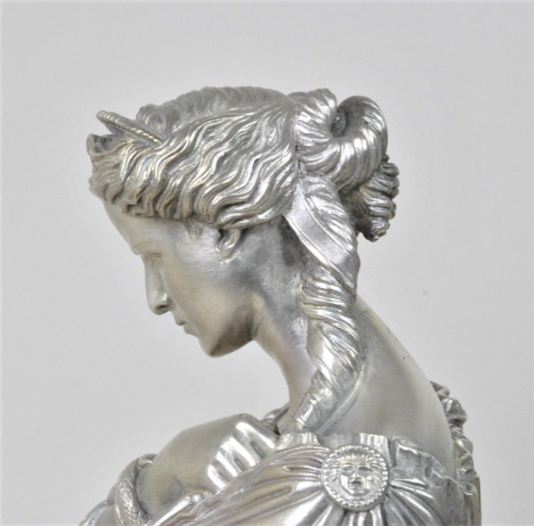 Clesinger / Collas, Paire De Bustes En Bronze Argenté, XIXème Siècle