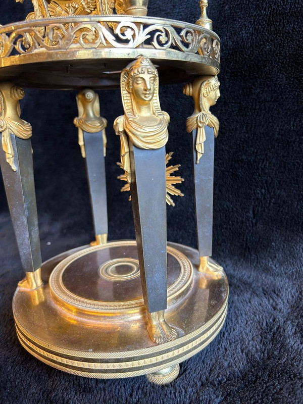 Directoire Empire Skeleton Clock - Return From Egypt In Gilt Bronze Early 19th Century H 50