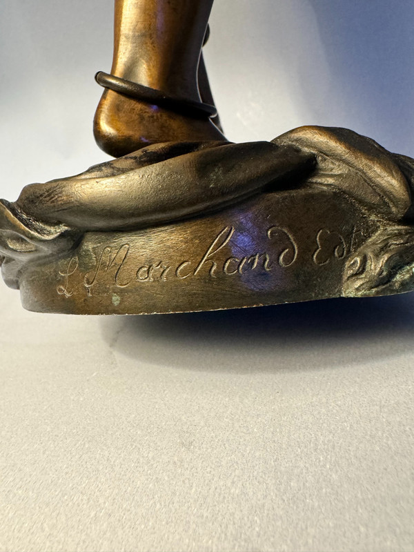 Orientalist bronze sculpture "Odalisque or Egyptian dancer" Charles Arthur Bourgeois