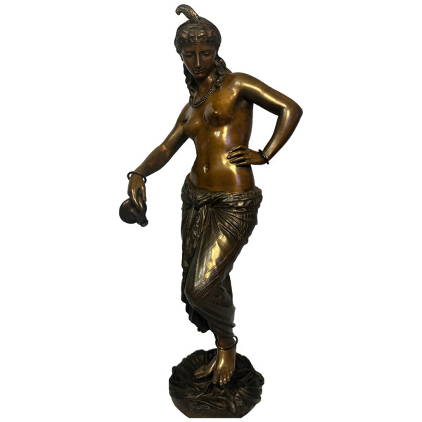 Orientalist bronze sculpture "Odalisque or Egyptian dancer" Charles Arthur Bourgeois