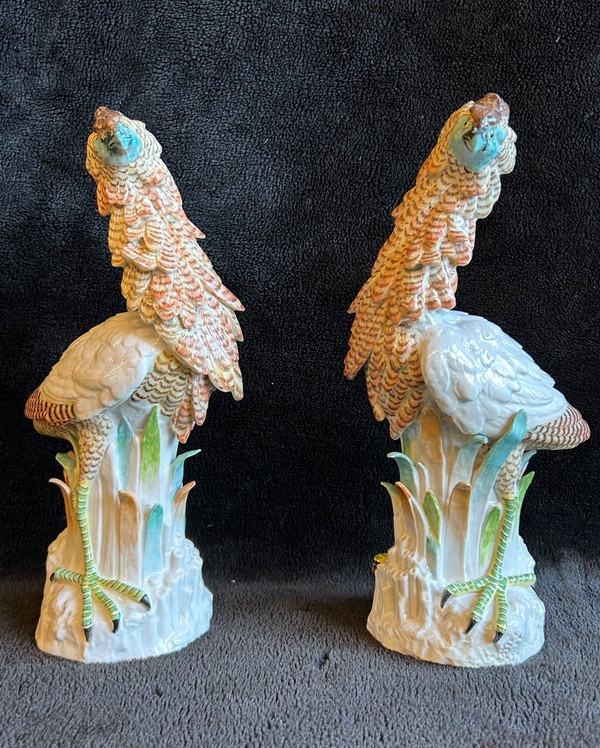 Pair Of Porcelain Birds - Meissen - Saxony - 19th century