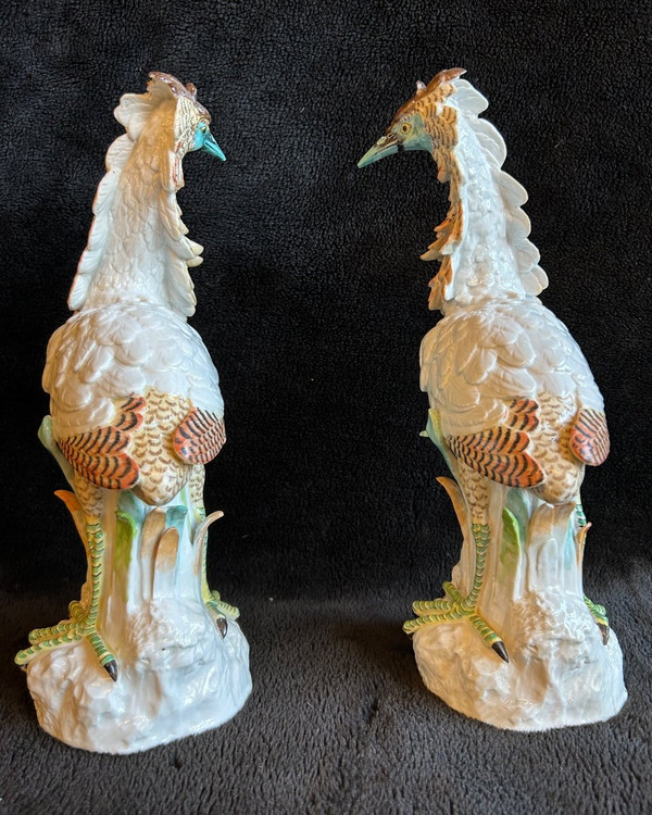 Pair Of Porcelain Birds - Meissen - Saxony - 19th century