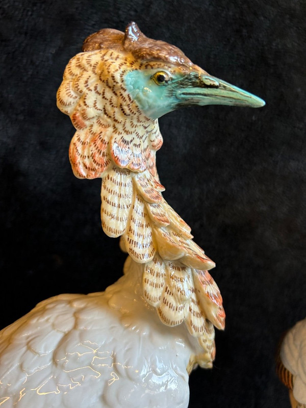 Pair Of Porcelain Birds - Meissen - Saxony - 19th century