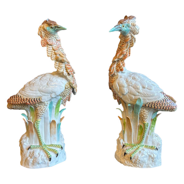 Pair Of Porcelain Birds - Meissen - Saxony - 19th century