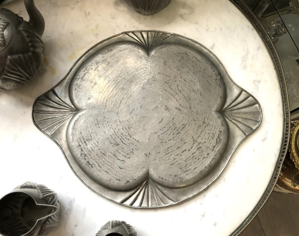 Old ART DECO pewter coffee - tea service signed Alice and Eugène CHANAL