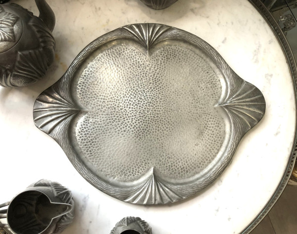 Old ART DECO pewter coffee - tea service signed Alice and Eugène CHANAL