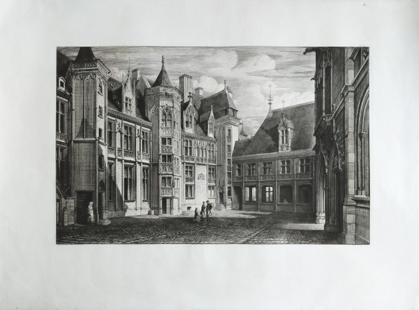 Palais Jacques Coeur à Bourges Gravure Archirecture Par Octave De Rochebrune
