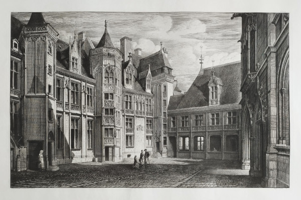 Palais Jacques Coeur à Bourges Gravure Archirecture Par Octave De Rochebrune