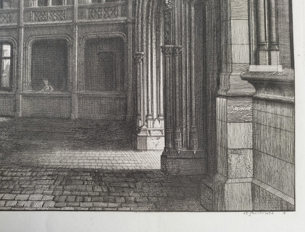 Palais Jacques Coeur à Bourges Gravure Archirecture Par Octave De Rochebrune