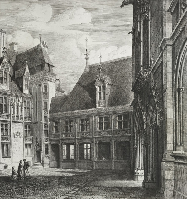 Palais Jacques Coeur à Bourges Gravure Archirecture Par Octave De Rochebrune